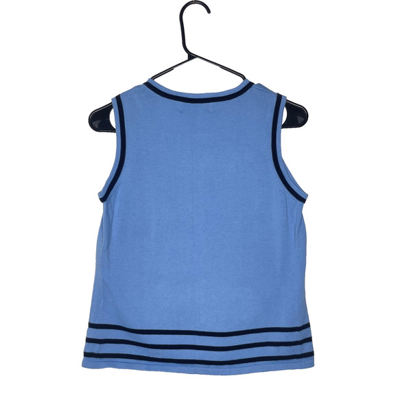 Vtg Annex Women's Blue Cotton Sweater Vest M Lightweight Tennis Varsity Preppy - Picture 2 of 6